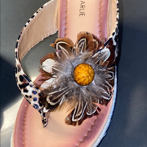 NWT Charming Charlie Brown Leopard Wedge Sandal - Picture 6 of 9